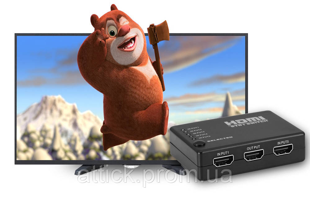 HDMI-переключатель Dellta HS55 на 5 портов HDMI switch с пультом ДУ (3843) at - фото 10 - id-p2129656220