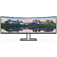 TFT 48.8" Philips 498P9Z, VA, 5120 x 1440, HDMI 2.0 x 3, DP, USB 3.2 x 2, HAS, колонки, чорний