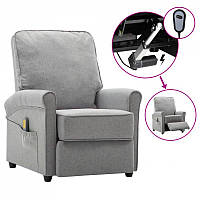 Електромасажне крісло, світло-сіре, тканина