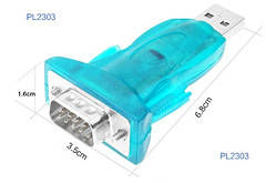Перехідник USB --> COM (RS232) 9pin, Chipset PL-2303, синій