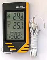 Термометр НTС-330A с выносным датчиком, с часами и будильником