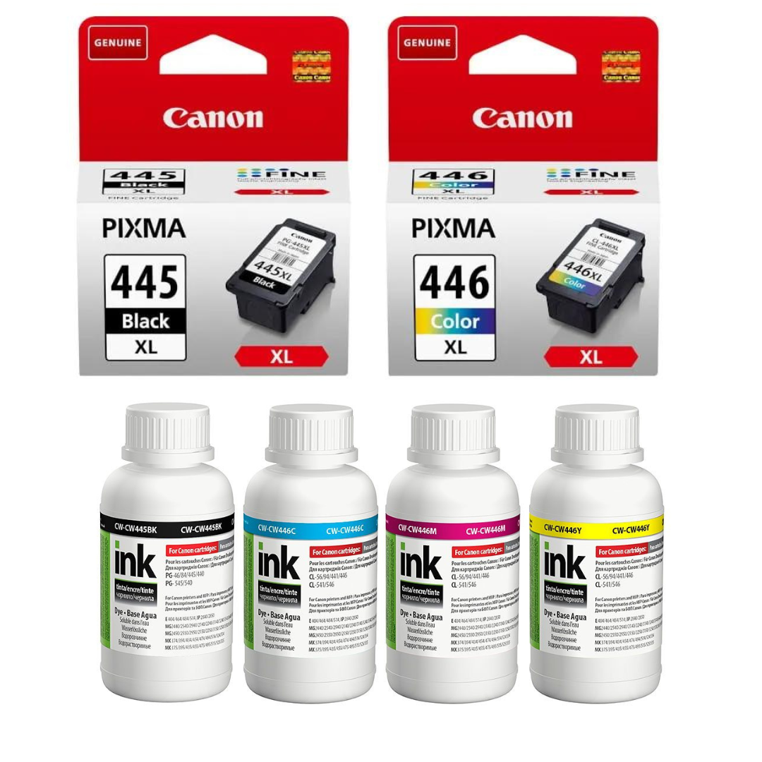 Картриджів Canon PG-445XL, CL-446 XL (8283B001) + Чорнило ColorWay CW-CW445/CW446SET02
