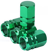 Колпачки на ниппель, Green, 4 шт. Набор колпачков на колеса из алюминия в зелёном цвете