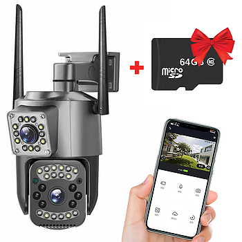 Вулична IP камера спостереження поворотна, SC03 V380pro + Подарунок Карта пам'яті 64GB / Камера спостереження