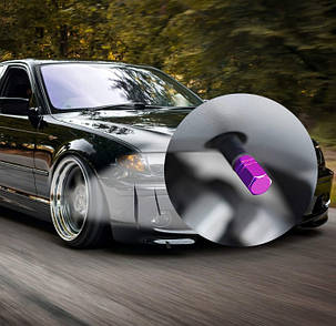 Колпачки на ниппель, Purple, 4 шт. Набор колпачков на колеса фиолетового цвета. Защита ниппеля от загрязнений, фото 3