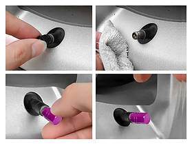 Колпачки на ниппель, Purple, 4 шт. Набор колпачков на колеса фиолетового цвета. Защита ниппеля от загрязнений, фото 4