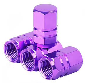 Колпачки на ниппель, Purple, 4 шт. Набор колпачков на колеса фиолетового цвета. Защита ниппеля от загрязнений, фото 1
