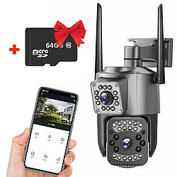 Вулична камера спостереження, 4G, SC03 V380pro + Подарунок Карта пам'яті 64GB / Поворотна IP камера