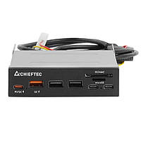 Карт ридер 2x USB3.2, 2x Type-C,1x PD3.0, 1x QC3.0 USB, внутрішній, 3.5" чорний CRD-908H Chieftec
