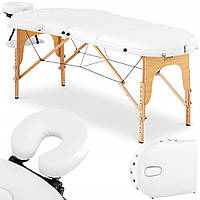Портативний розкладний масажний стіл-ліжко з дерев'яним каркасом Colmar White