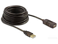 Подовжувач пристроїв активн Delock USB2.0 A M F (Active) 5.0m AWG22+28 (каскад до 25m) чорни ML, код: 7454254