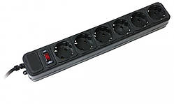 Мережевий фільтр 1,8м Gembird, 6 розеток, чорний (SPG6-G-6B)