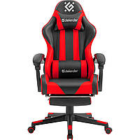 Крісло ігрове Defender Rock, 50мм, Клас 4, ПУ, підніжка, чорно-червоне