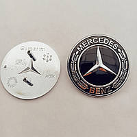 Эмблема Mercedes-Benz на капот 57 мм черная