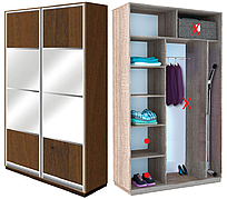 Висока шафа купе з розсувними дверима ВГ 146 з трубою для вішака ДОМ 1400х600х2200/2400