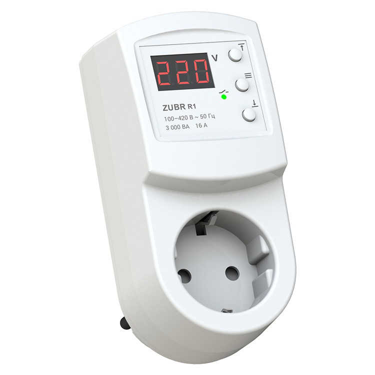 Реле захисту від перенапруги ZUBR R116y в розетку (zubrr116y)