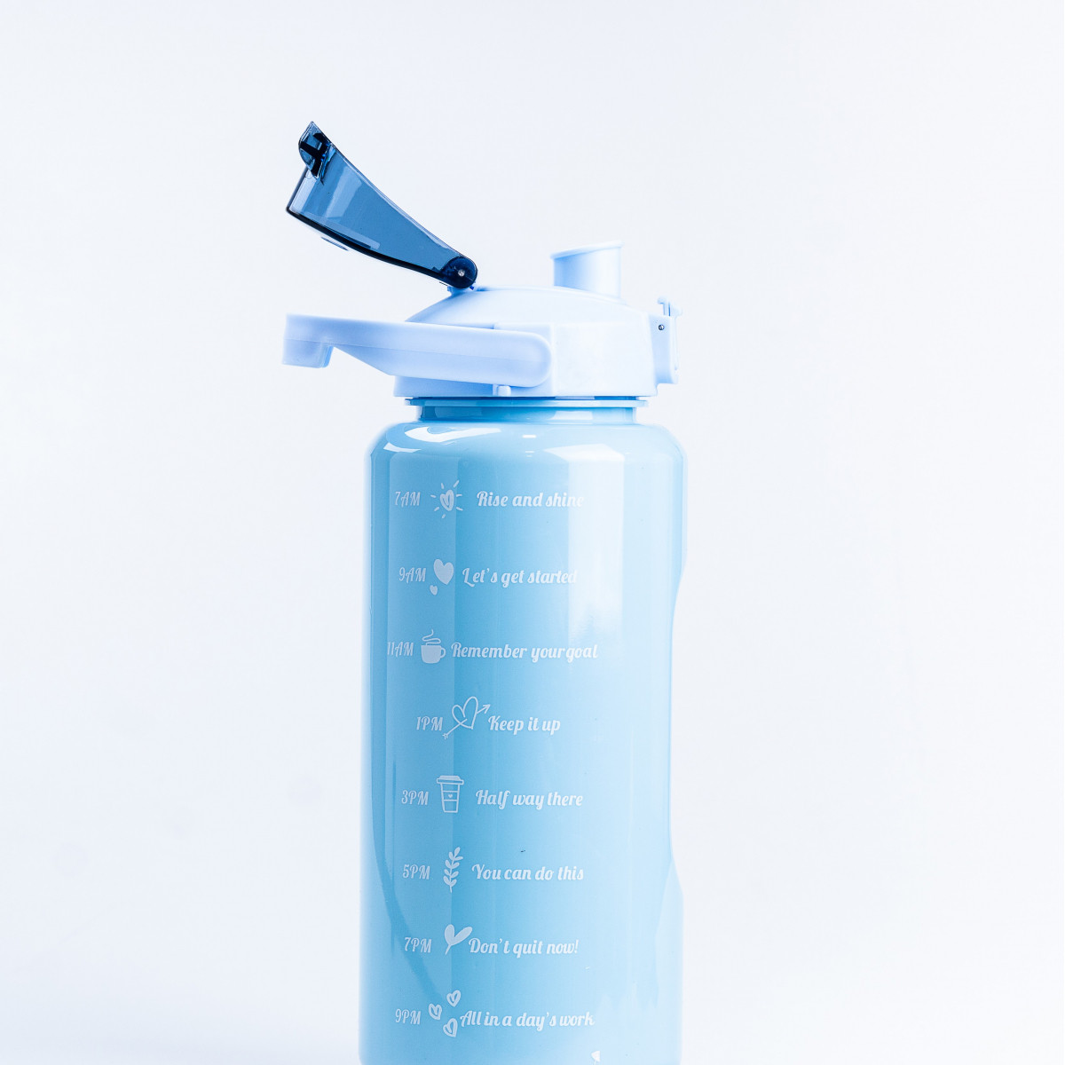 Бутылки для воды и напитков Набор фитнес бутылок для тренировок с дозатором объём 0.5л 0.9л 2л Синий - фото 3 - id-p2129946855
