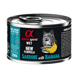 Alpha Spirit Sardine with Banana - Повнораціонний вологий корм із сардиною та бананами для котів 200 гр