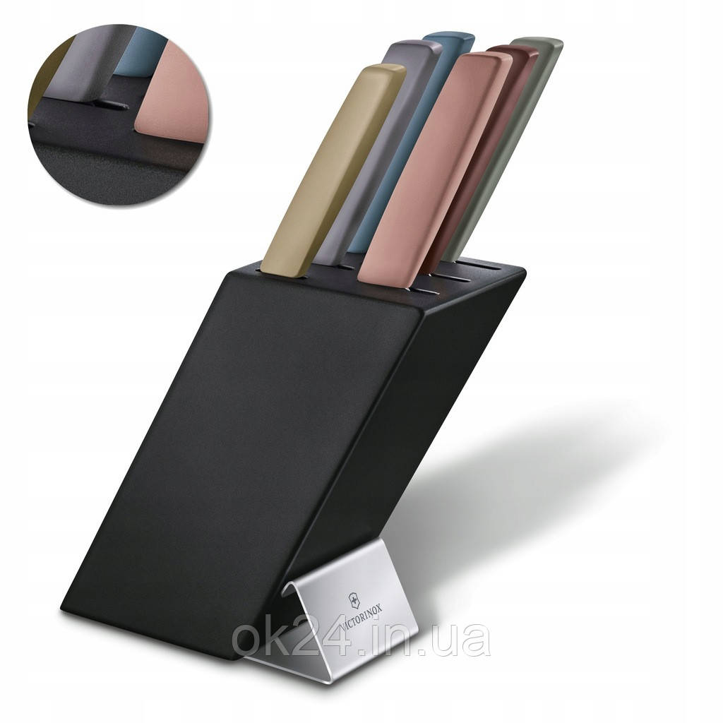 Victorinox 6.7186.66, zestaw 5 noży + widelec w bloku, Swiss Modern Color