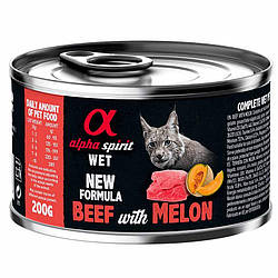 Alpha Spirit Beef with Melon - Повнораціонний вологий корм з яловичиною та динею для дорослих кішок 200 гр