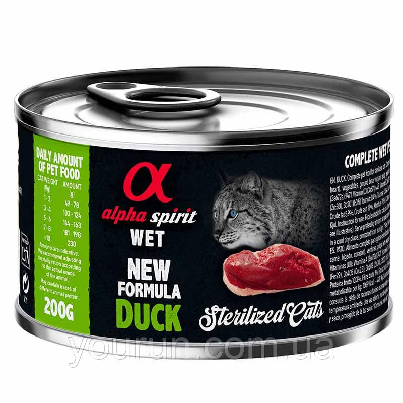Alpha Spirit Duck Sterilized Cat - Повнораціонний вологий корм з качкою для стерилізованих кішок 200 гр, фото 1