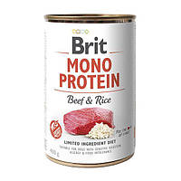 Корм Brit Mono Protein Dog Beef and Rice влажный монопротеиновый с говядиной и рисом для взрослых собак 400 гр