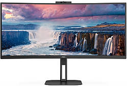 Монiтор 34" AOC CU34V5CW/BK, WQHD, VA, 100Гц, 1мс, вигнутий, HDMI, DP, USB-C, USB-hub, webcam