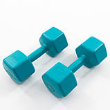 Килимок для йоги, фітнесу, спорту (йога мат, каремат) + гантелі для фітнесу 2шт по 4кг OSPORT Set 66 (n-0096) Синьо-бірюзовий, фото 4