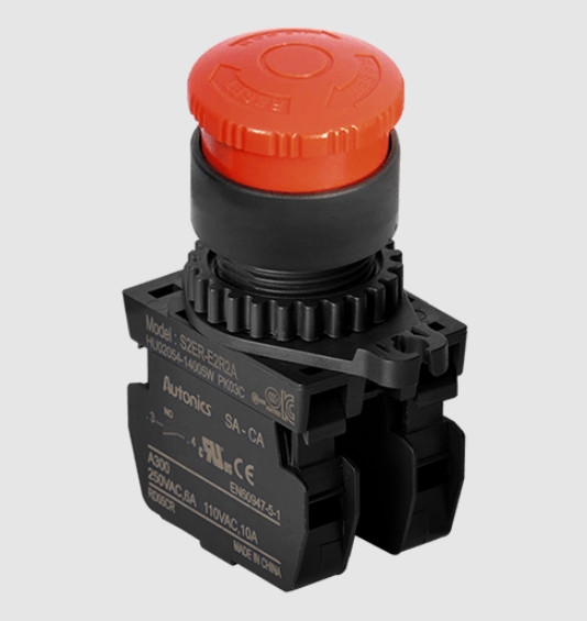 Кнопка грибкова 30 мм, з фіксацією, повернення поворотом, 2 контакти