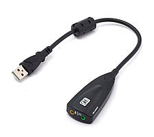 Звукова плата USB, Virtual 7.1 Channel, C-Media, кабель 25 см, чорна (B00811)