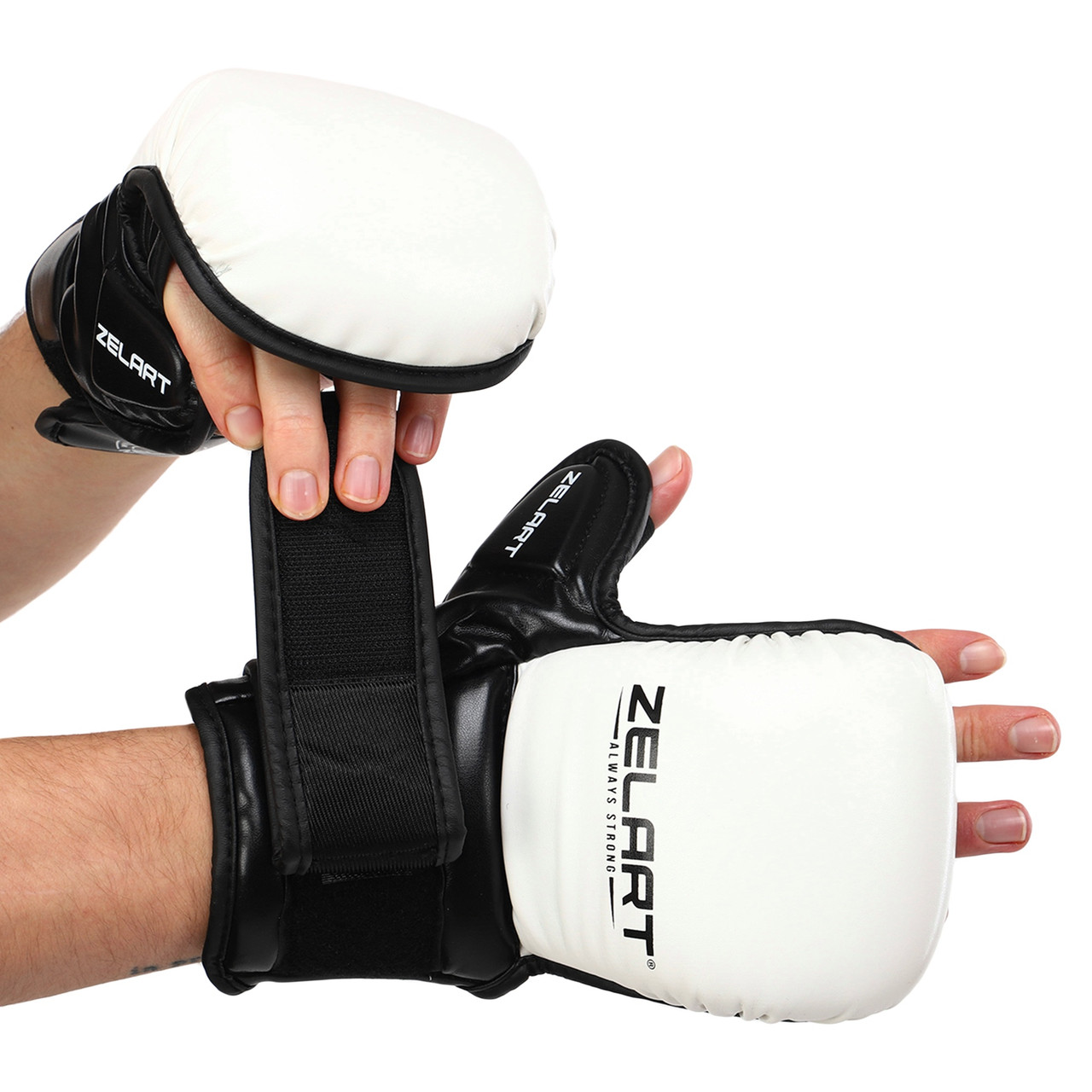 Рукавички для змішаних єдиноборств Zelart Fight Gear 4612 розмір M White-Black