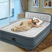 Надувне двоспальне ліжко Intex 64448 Сірий (152 х 236 х 86 см) з вбудованим електричним насосом