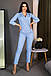 Нарядний вечірній класичний брючний комбінезон Noris, блакитний, фото 2