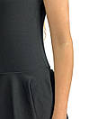 Купальник зі спідницею для танців та гімнастики з коротким рукавом, чорний стрейч-кулір (XS), фото 4