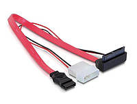 Кабель накопичувача Delock SATAmicro 16p-7p F F +Molex 0.3m 90°вверх 5V 3.3V різнобарвний (70 KS, код: 7453751