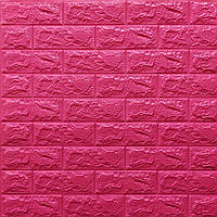 Go Стеновая 3D панель мягкая самоклеющаяся декоративная 3д самоклейка обои кирпич Темно-розовый 700x770x7мм