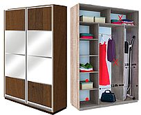 Дводверна шафа купе в спальню 1700х600х2200/2400 ВГ 176 широка зі штангою та полицями для одягу ДОМ