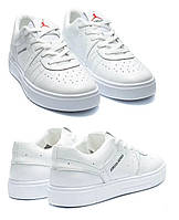 Мужские кожаные повседневные кроссовки Jordan White, мужские кеды Джордан белые, Мужская обувь
