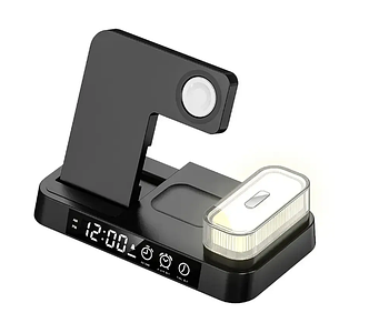 Часи електронні настільні A37 Нічник з будильником та бездротовою зарядкою для телефону та годинника