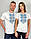 Жіноча футболка «Поліська зірка», молочна з синьою вишивкою, фото 4