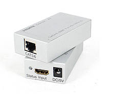 Подовжувач HDMI по кабелю UTP до 60м з БЖ 3D, (RX/TX) RTL (S0440)
