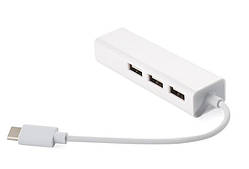 USB Hub Type-C Hub 3-port USB2.0 + RJ45 Fast Ethernet, білий (S0742)