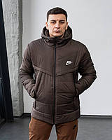 Мужская куртка Nike Tech весенняя осенняя коричневая с капюшоном до 0*С Ветровка Найк Теч (B)