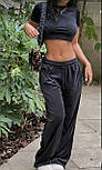 Велюровий костюм у спортивному стилі з топом і штанами палаццо (р. 42-48) 18103611, фото 2