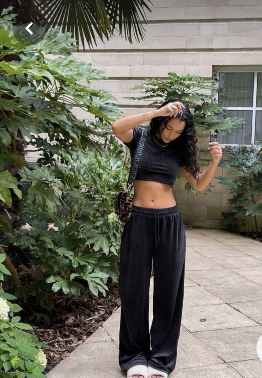 Велюровий костюм у спортивному стилі з топом і штанами палаццо (р. 42-48) 18103611, фото 1