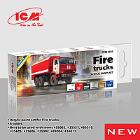 Набор акриловых красок Пожарная машина ICM ICM 3031 Fire Trucks Acrylic Paints Set