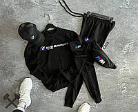 Комплект мужской Bmw Motorsport Спортивный костюм + Бейсболка + Бананка Бмв весенний осенний черный
