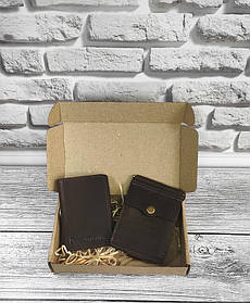 Подарунковий набір DNK Leather No10 (затискач + обкладинка на права, ID паспорт) коричневий