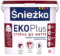 Матовая латексная краска для стен и потолков Sniezka EKO Plus 5л (6,8 кг)