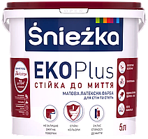 Матова латексна фарба для стін і стель Sniezka EKO Plus 5л (6,8 кг)
